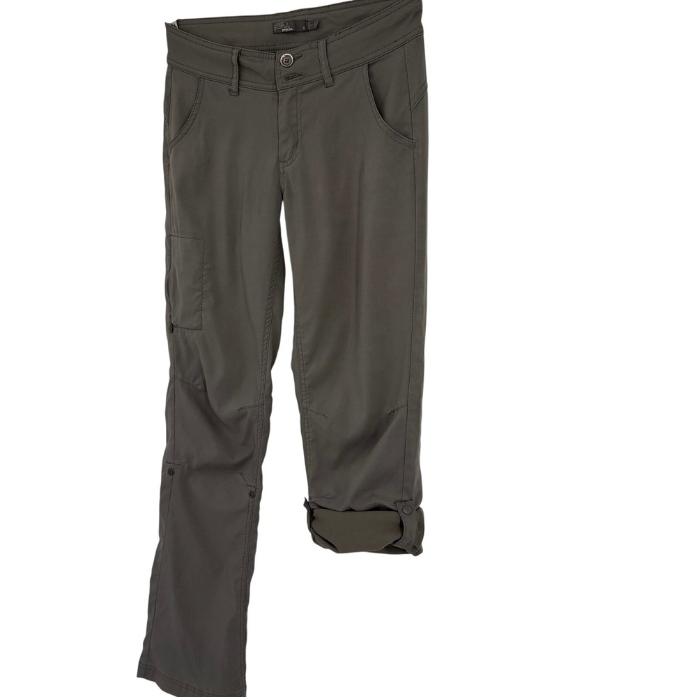 Prana Womens Size 4 Gray Convertible Hiking Pants‎ Roll Up Snap Outdoor Travel